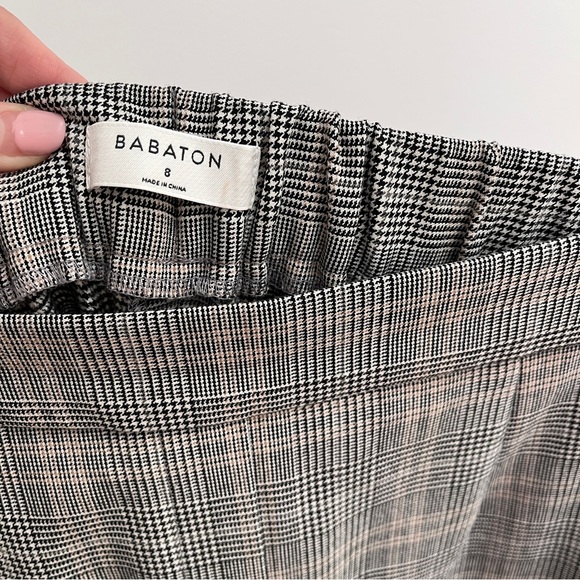 Aritzia Babaton Conan LG Glencheck black white plaid pant 8 pull-on pants - Picture 6 of 9
